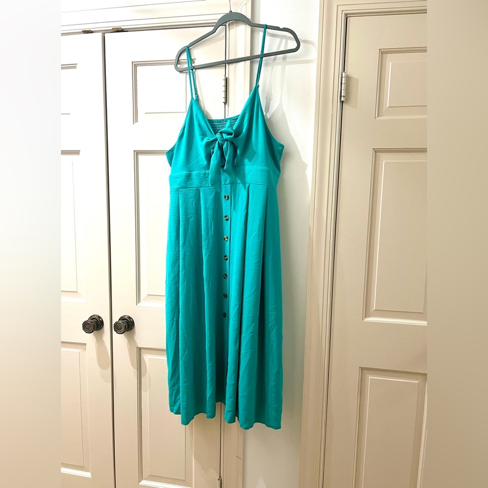 SHEIN Teal Button-Down Midi Dress